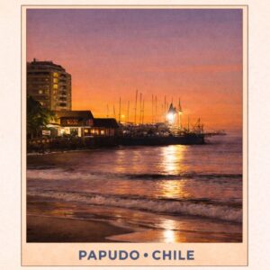 Postal de Playa Papudo + Ticket para participar en Tu Momento de Ganar